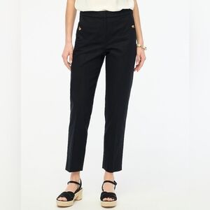 J Crew Linen Cotton Straight Leg Sailor Pants Black High Waisted Size 8 Retro